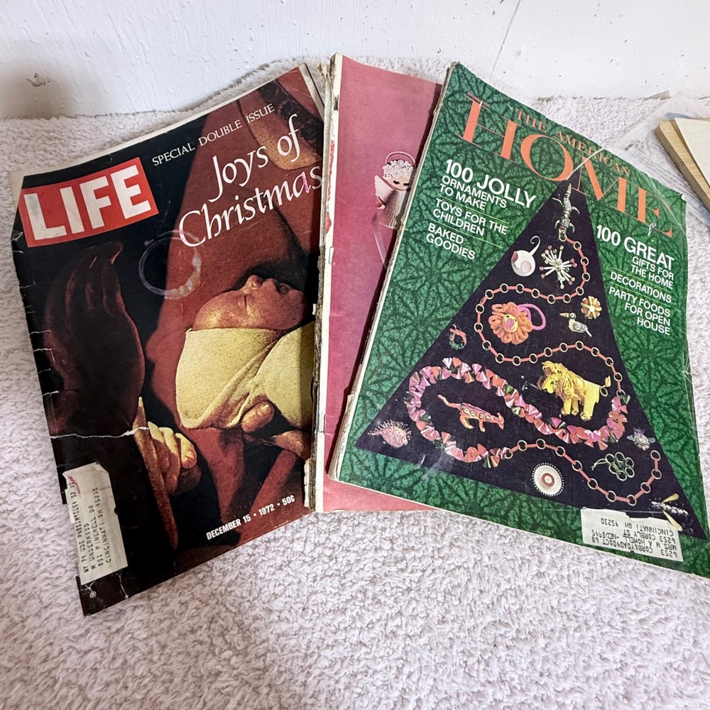 Vintage Christmas Magazine Lot 1962 McCall's 1968 American Home 1972 LIFE